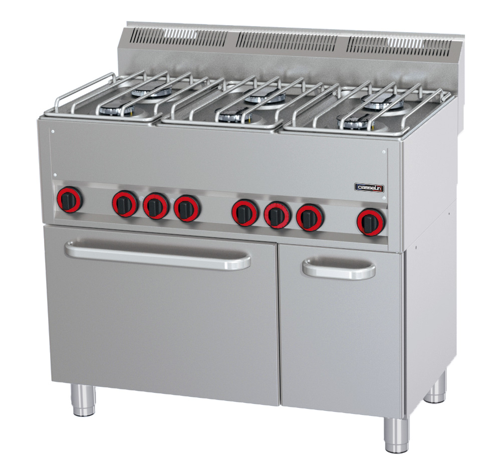 Fourneau gaz 6 feux avec four électrique ventilé GN 1/1 P 99