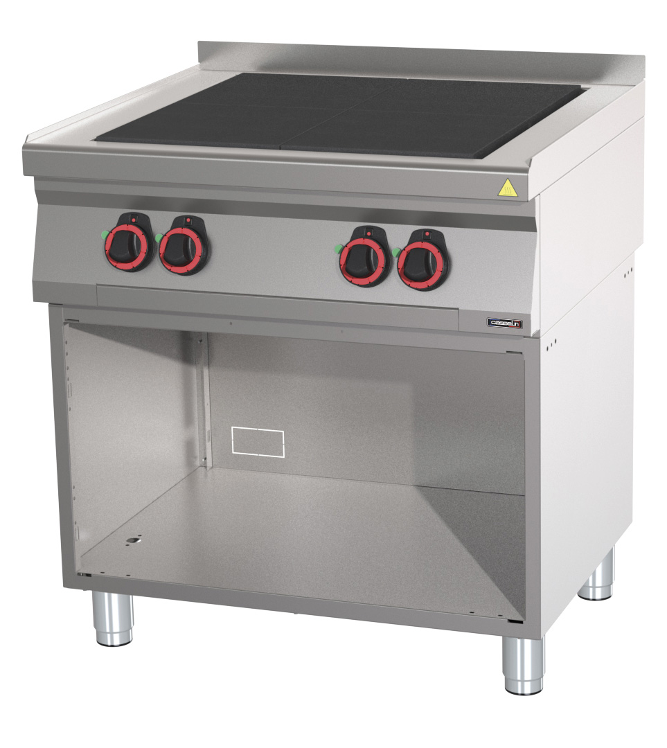 Fourneau électrique 4 plaques coup de feu avec soubassement 80