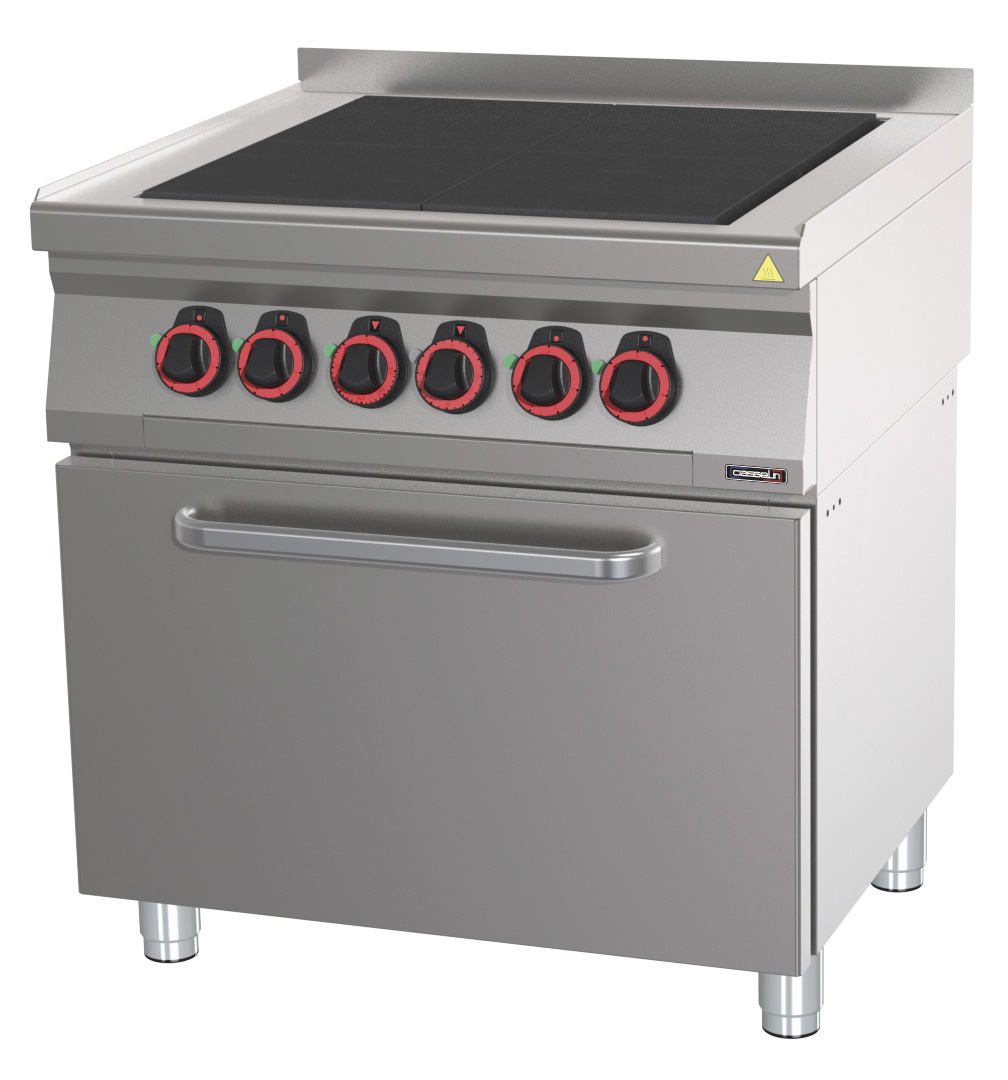 Fourneau électrique 4 plaques coup de feu avec four électrique statique GN 2/1 80