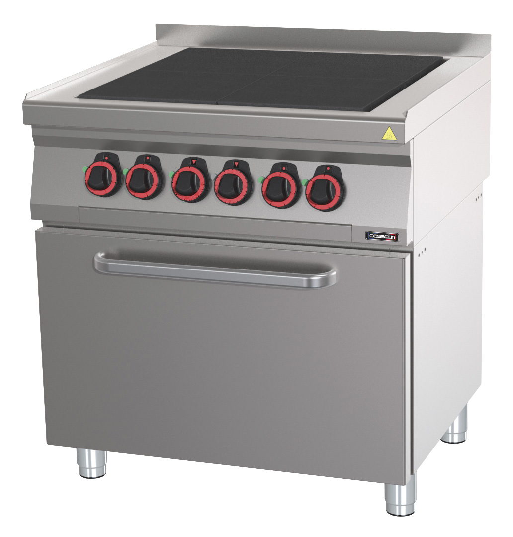 Fourneau électrique 4 plaques coup de feu avec four électrique ventilé GN 1/1 80