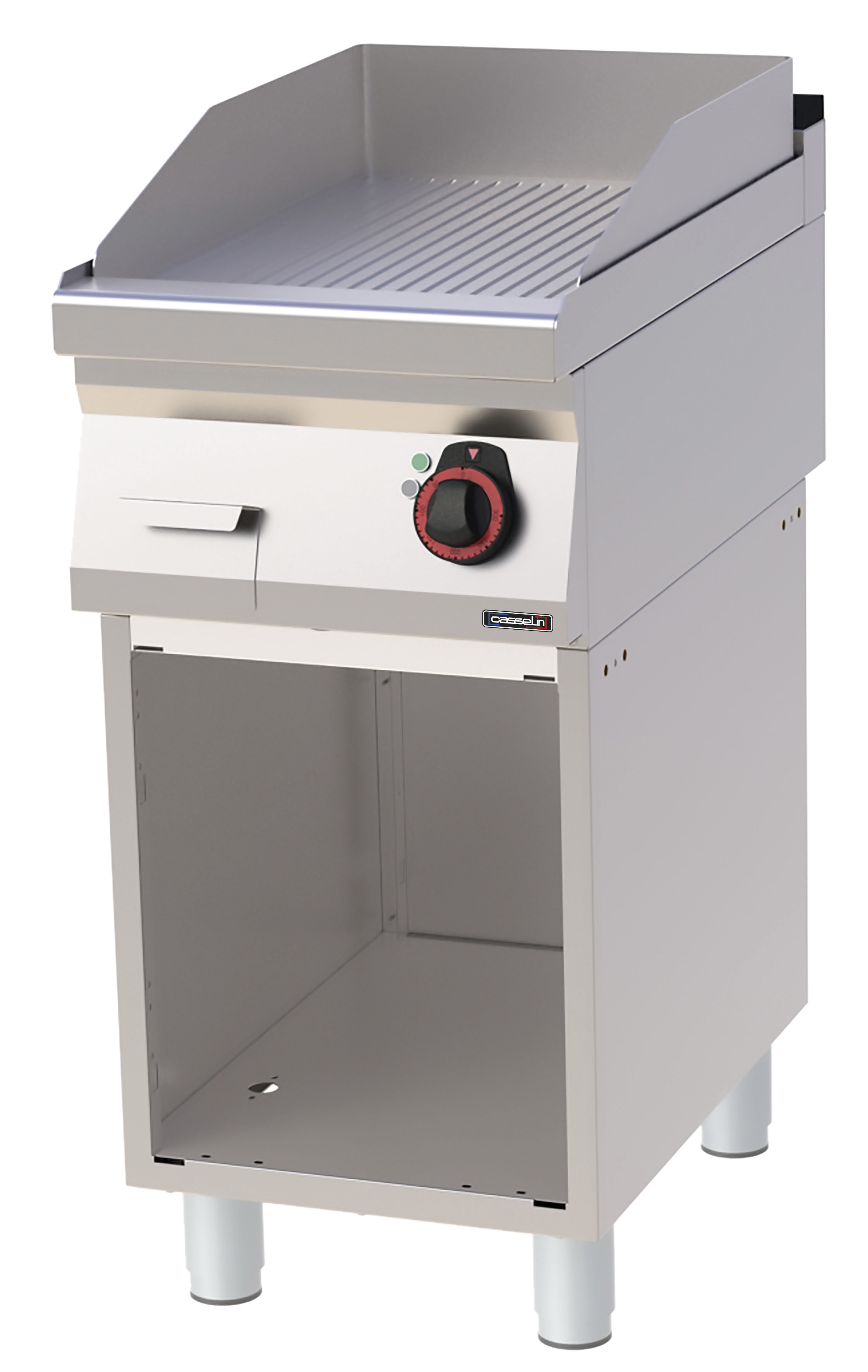 Plaque à snacker Chrome Rainurée avec soubassement 40