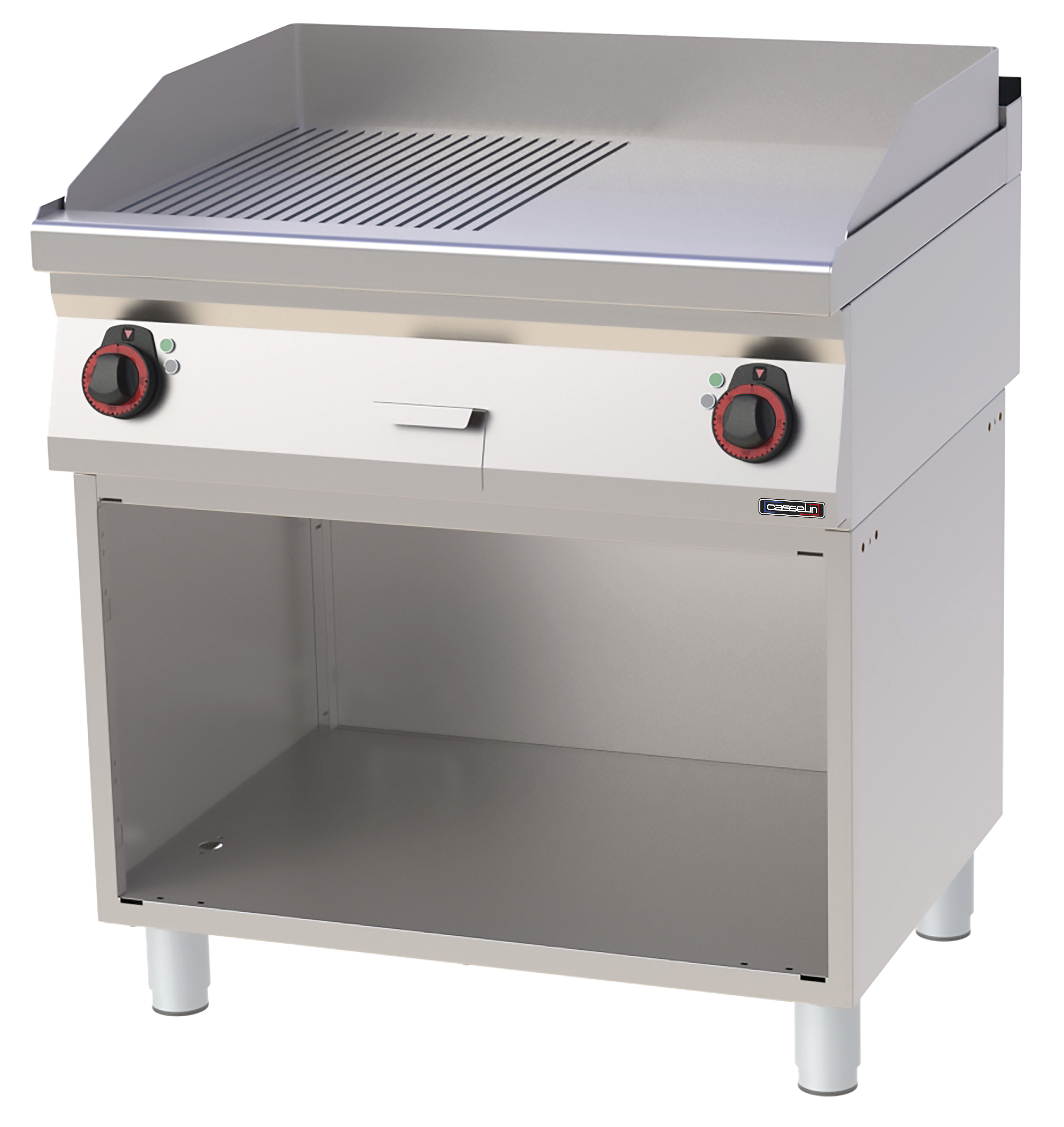 Plaque à snacker Chrome Rainurée Lisse avec soubassement 80