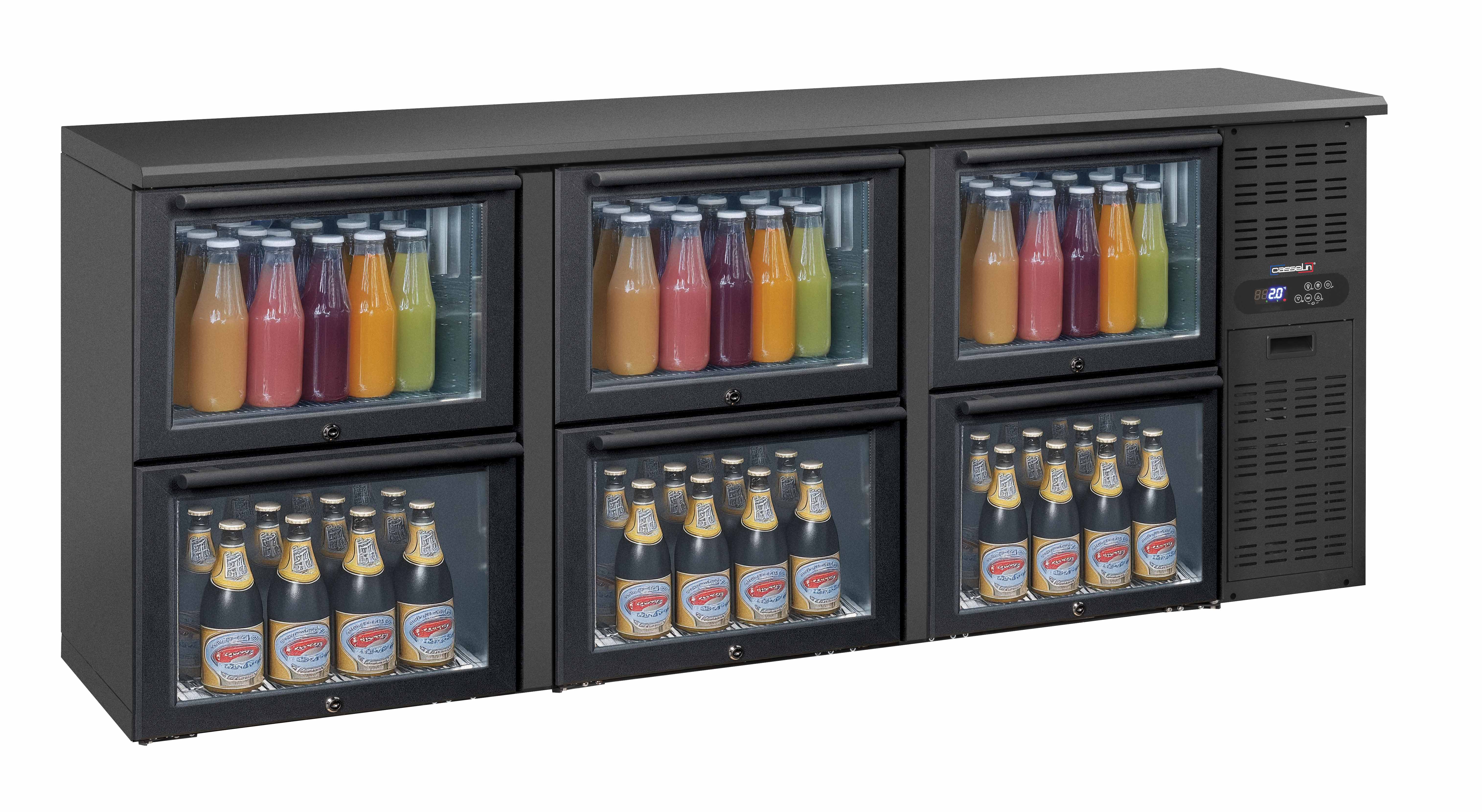 Arrière bar 3 x 2 tiroirs vitrés