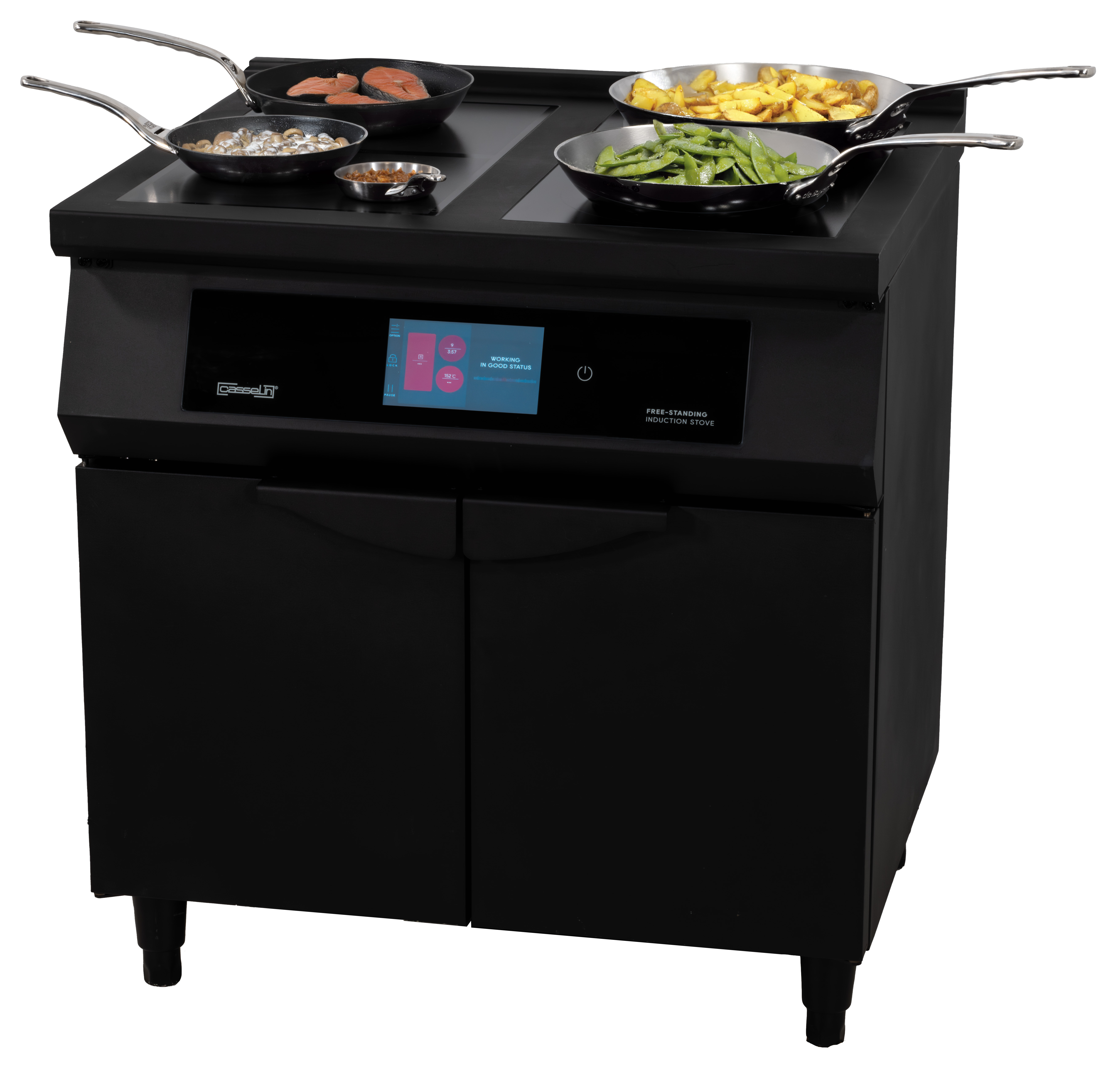 Fourneau à induction 2 feux + 2 plaques Flex zone 800 noire