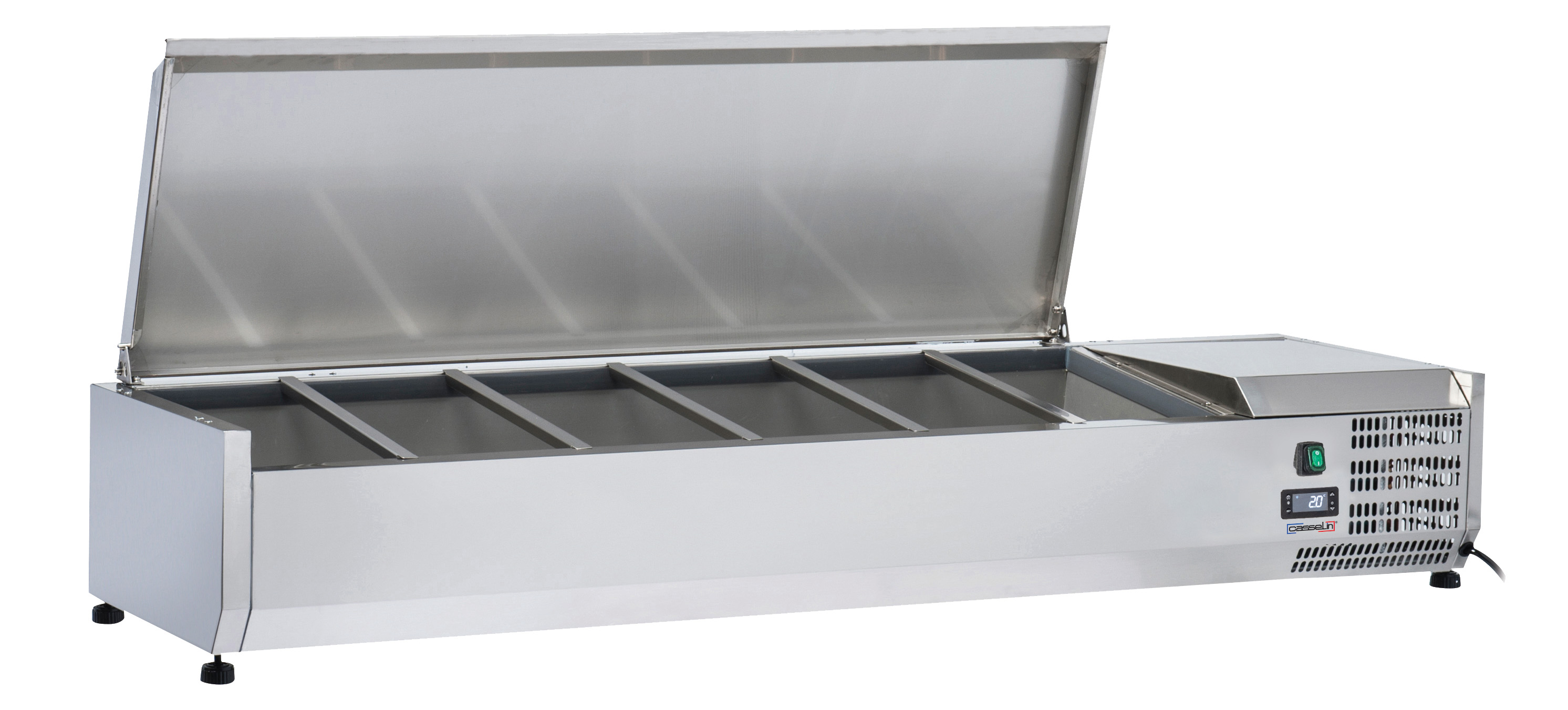 Saladette à poser 5 x GN 1/3 + 1 GN 1/2 avec couvercle